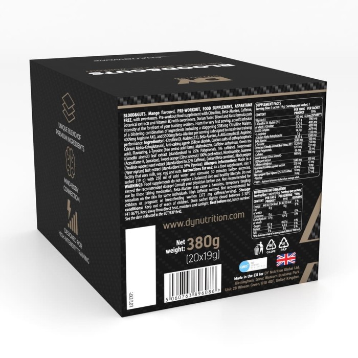 Blood & Guts Pre-Workout Cutie 20 plicuri Mango - Dorian Yates Nutrition