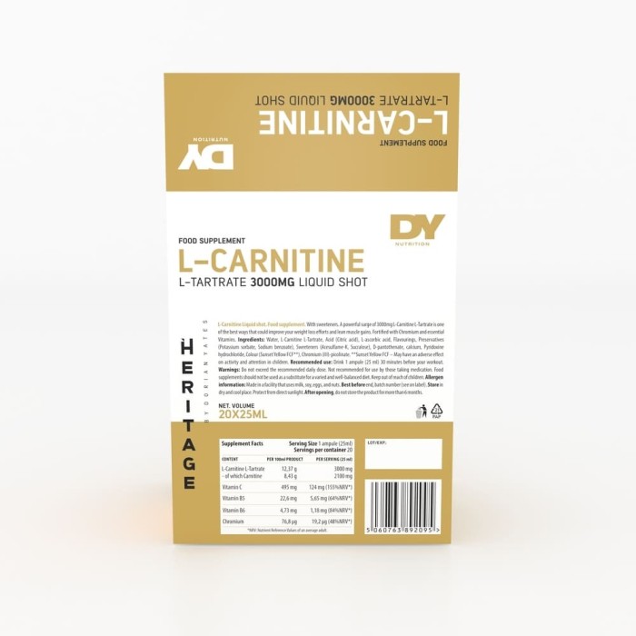 Aminoacid L-Carnitină Heritage Piersica 20X25ml - Dorian Yates Nutrition