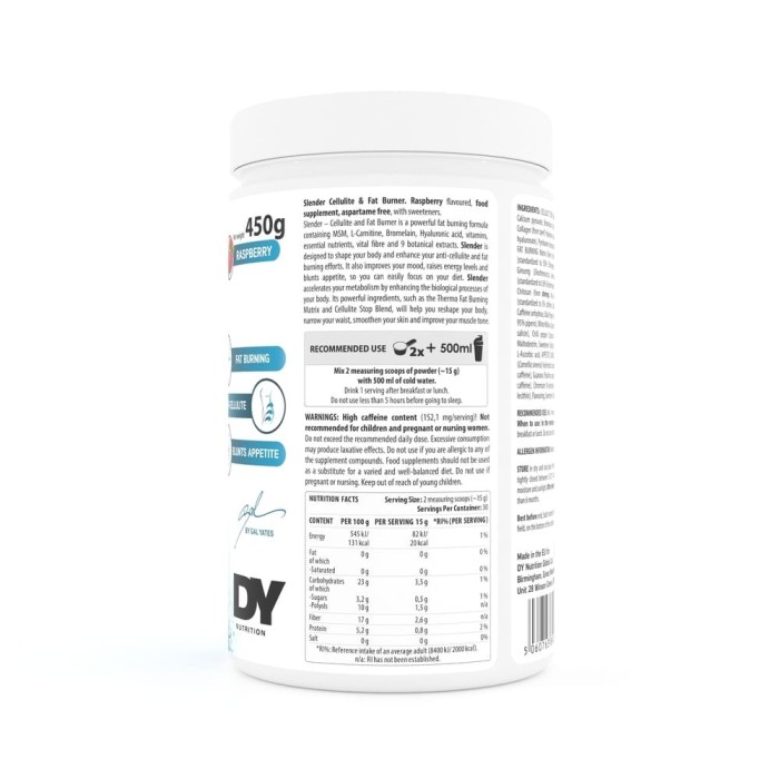 Slender Zmeură - Anti Celulitic, Arzător de Grăsimi 450g - Dorian Yates Nutrition