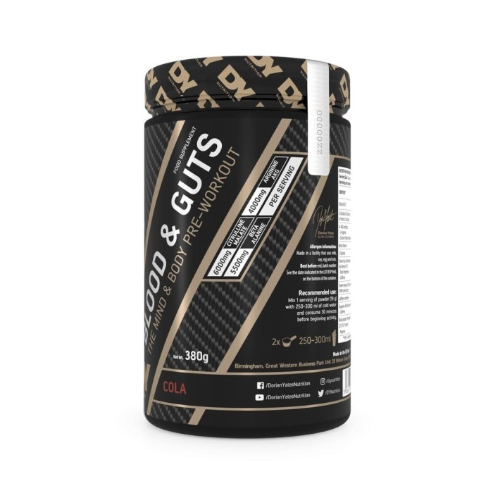 Blood & Guts Pre-Workout 380g Cola - Dorian Yates Nutrition